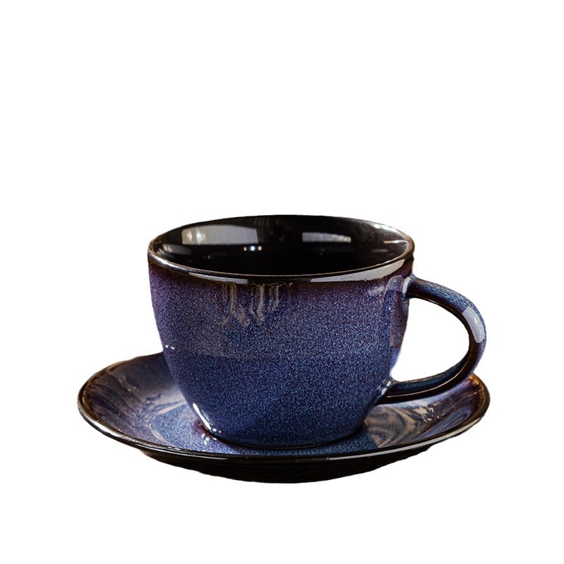 Transfronterizos Lixiang estilo europeo de color sólido simple horno de esmalte de alta calidad de alta cara de cerámica taza de café espresso plato