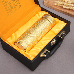 5YA1999純銀內膽銀茶杯九龍銀禮品雪花足銀保溫杯雪花銀離子水杯