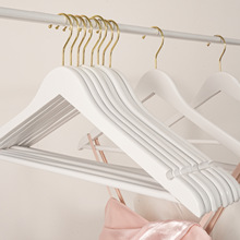 跨境热销实木衣架木质服装店酒店衣挂衣服撑子无痕白色衣服挂衣撑