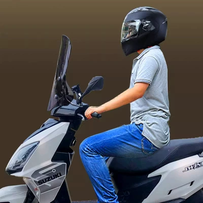 Afr125 Windscreen, Scooter | Motorcycle front windshield - 45cm-brown-plexiglass-stainless-steel-lifting-bracket