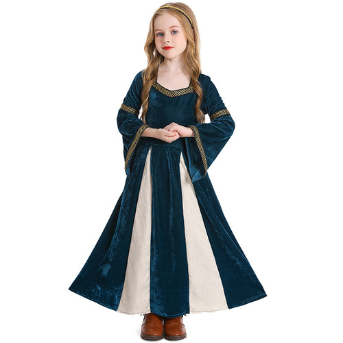 Renaissance, retro, medieval girl's costumes, song and dance, stage costumes, court style, trumpet sleeves, long skirt