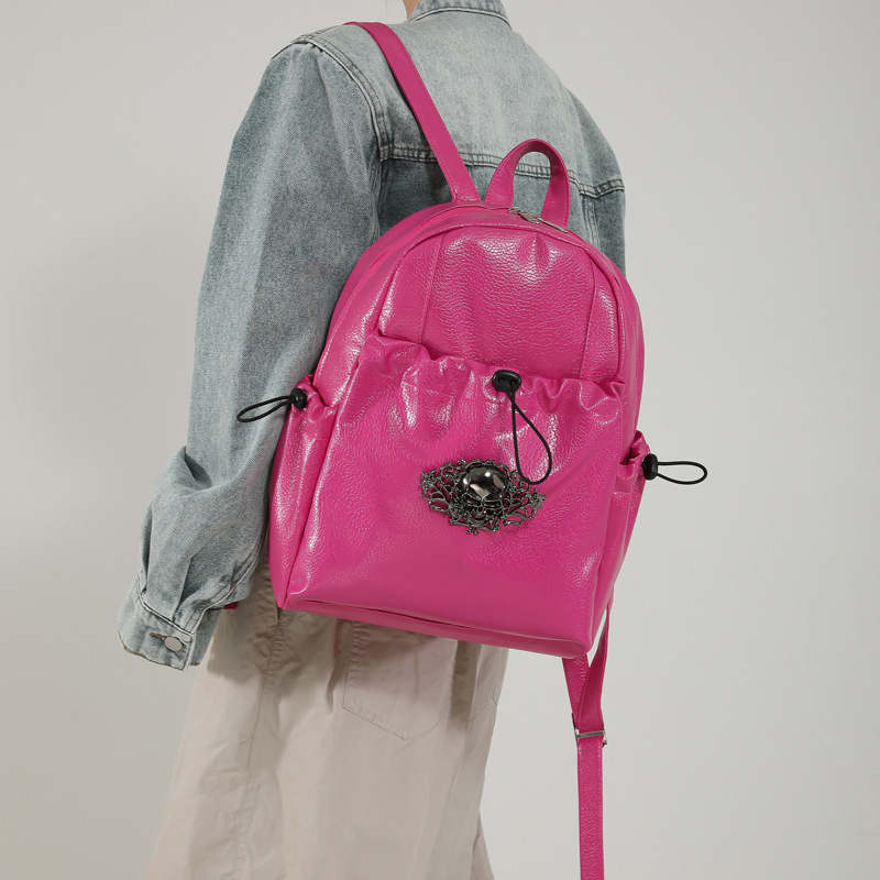 Europa y los Estados Unidos retro estilo de la universidad mochila de mujer simple color sólido de gran capacidad mochila de estudiantes 2025 nueva mochila de mujer