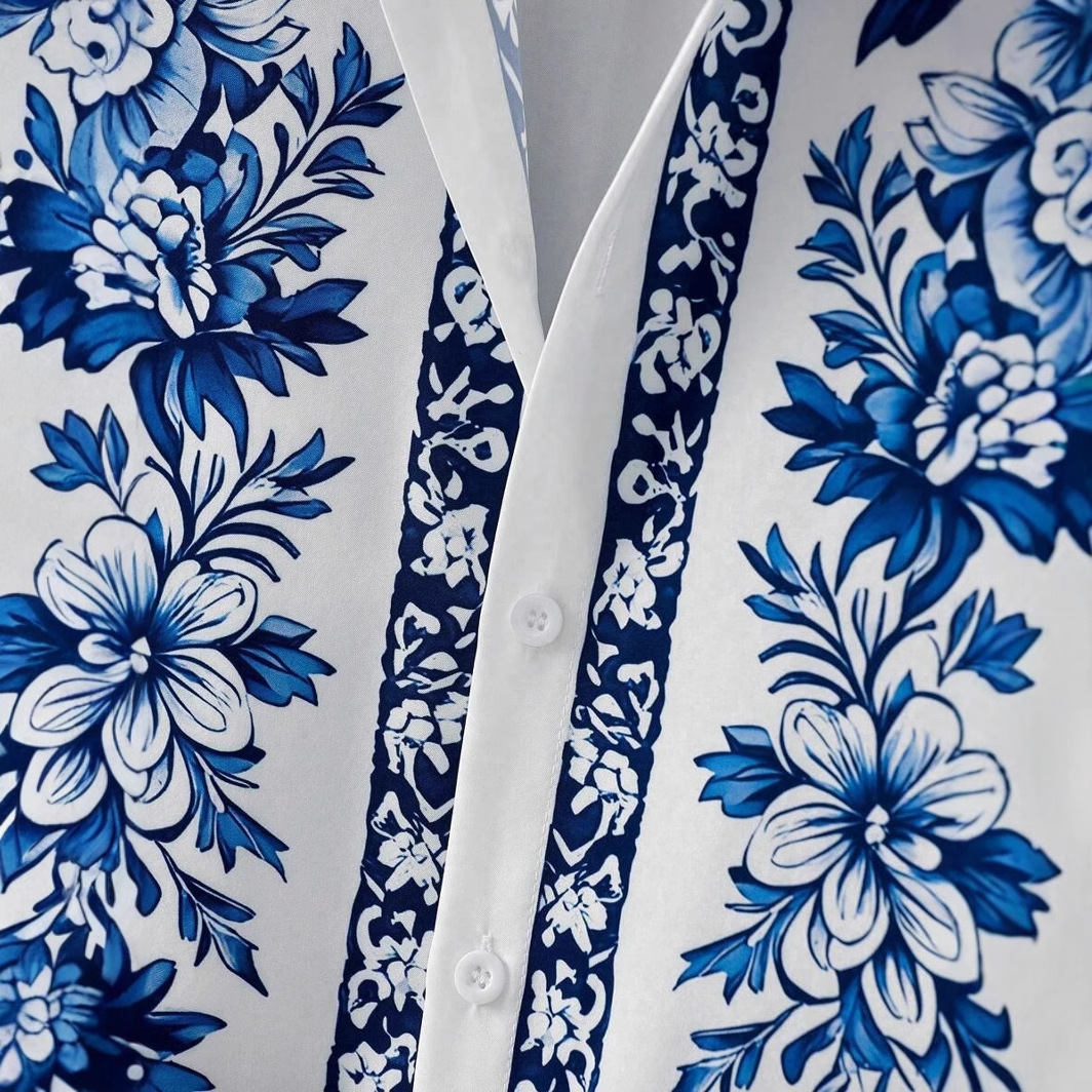 Patrón de flores retro Impresión digital 3D Comercio exterior Xiyin Summer Hawaii Vacaciones Camisa Shorts Conjunto 2 piezas