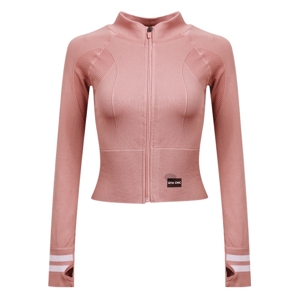 Autumn and Winter Sports Jacket Women's Slimming Tight Elastic Quick-drying Yoga Jacket Long-sleeved Running Training Fitness Jacket