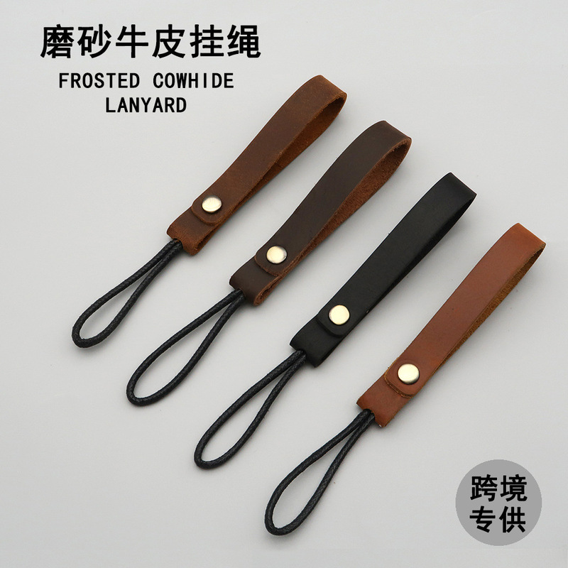 158mm Long Car Keychain Retro Soft Leather Key Chain Brown Lanyard Mobile Phone Key Rope Accessories