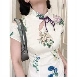 新中式国风少女改良版旗袍中国风年轻款小个子显瘦连衣裙女秋冬装