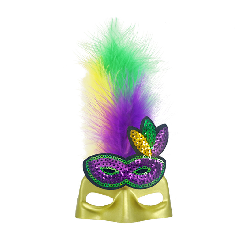 Nuevas máscaras de gatos transfronterizas, pilares, plumas tricolores, fiesta de carnaval brasileño, dibujos animados, props para mascotas