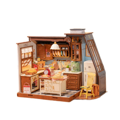 Rollife Ruolai briy choza villa ensamblada a mano mini casa modelo casa de bloques de construcción de bricolaje juguete mujer