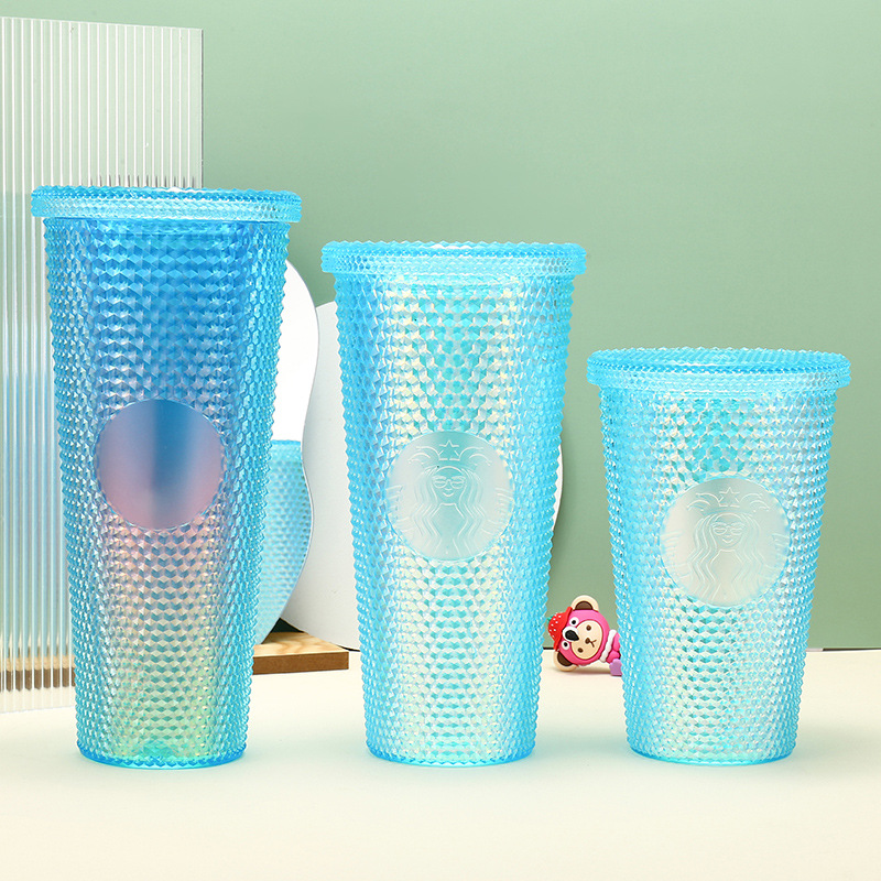 Taza de agua de alto valor personalizada transfronteriza Amazon taza de paja taza de maíz de plástico taza de diamante taza de estrella papá taza de durian