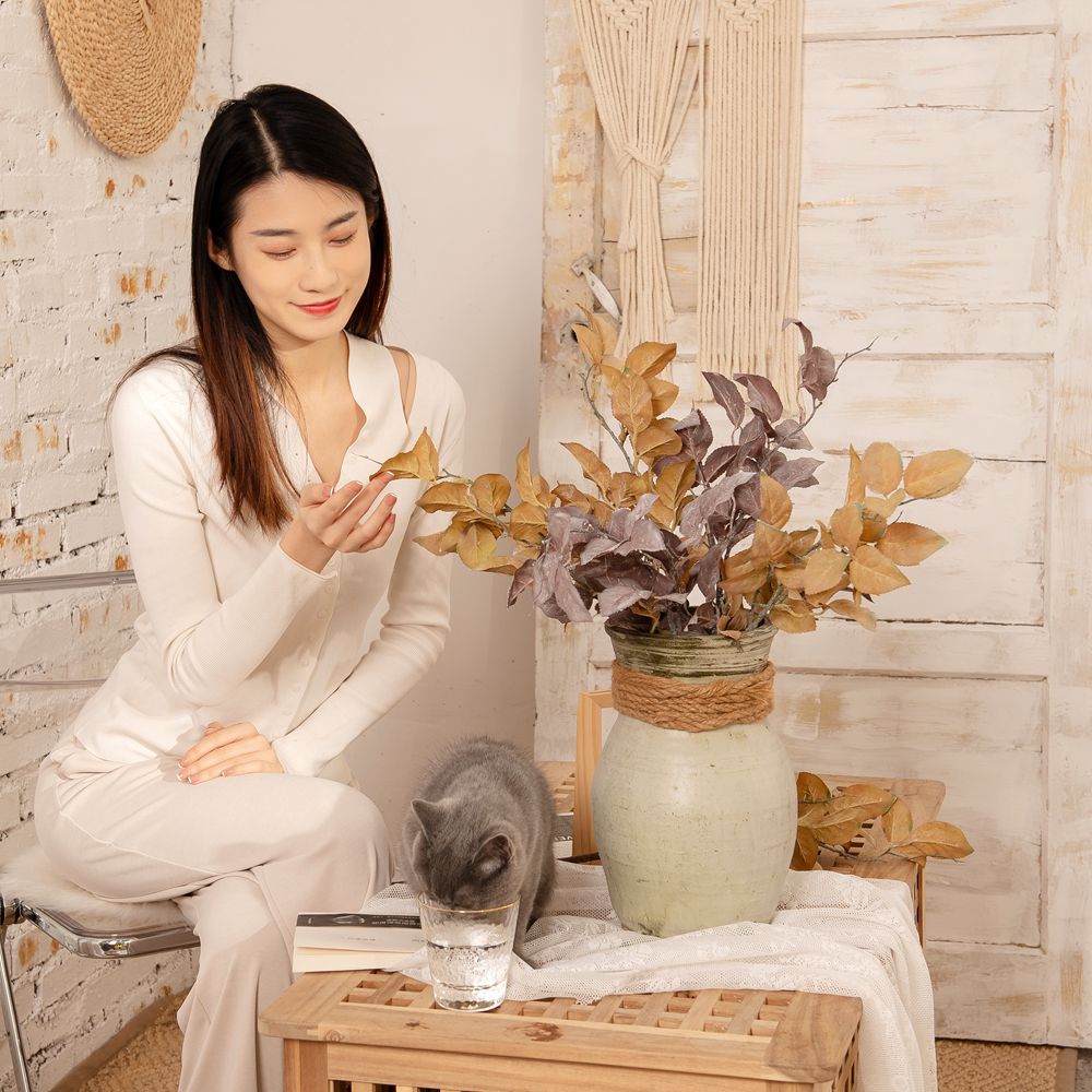 假花跨境見晴乾枯玫瑰葉INS風仿真花廠家家居裝飾婚慶批發MW82116