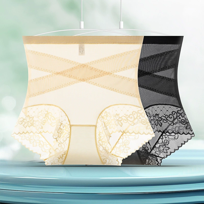 2024 Cross 7A дышащая холодная кожа с высокой талией и брюхом нижнее белье женский большой размер кружевной окантовки