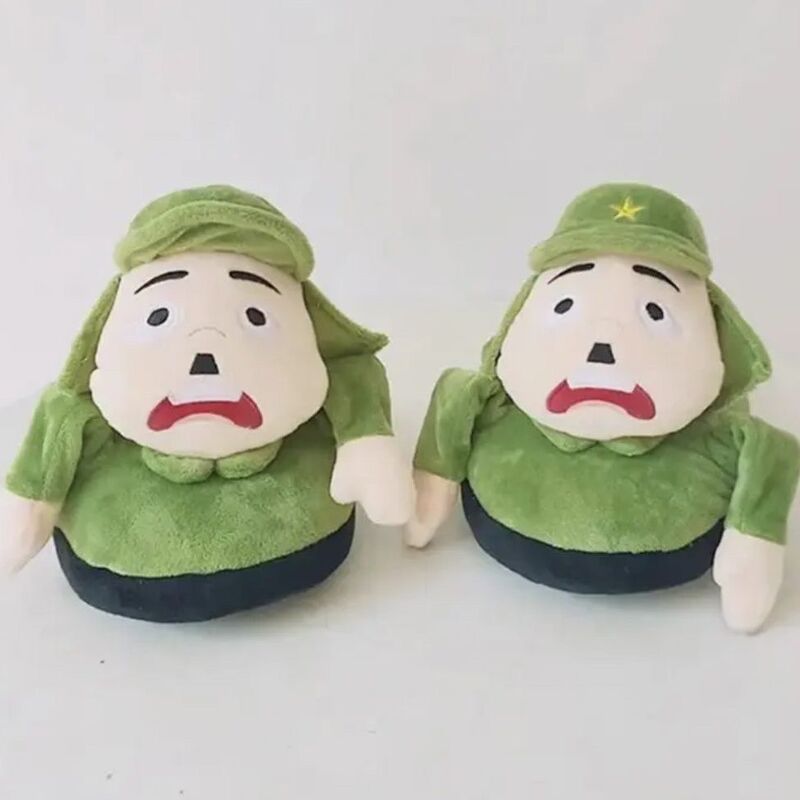 Tiktok-Style Raising Hands Surrender Soldier Cotton Slippers Winter Hot Cute Funny Waving Dormitory Home Warm Men