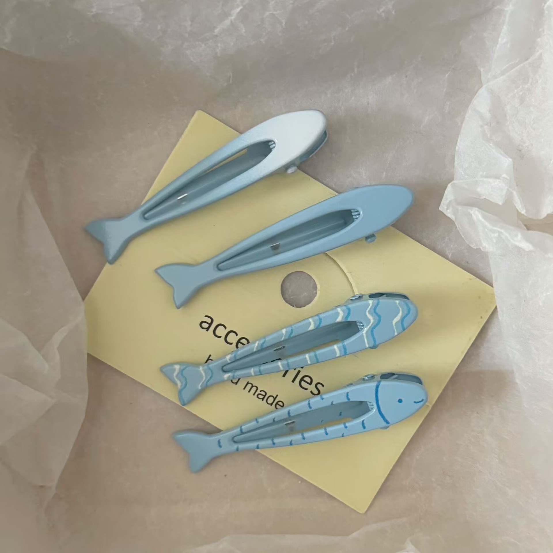 blue color gradient fish metal barrettes simple all-matching girlish side duckbill clip hairpin hair ornaments batch barrettes sub
