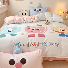 かわいいアニメの四点セットの肌に優しい通気性のあるシーツのベッドカバーの学生寮のベッドの三点セット