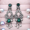 Long retro earrings, diamond encrusted, Birthday gift, wholesale