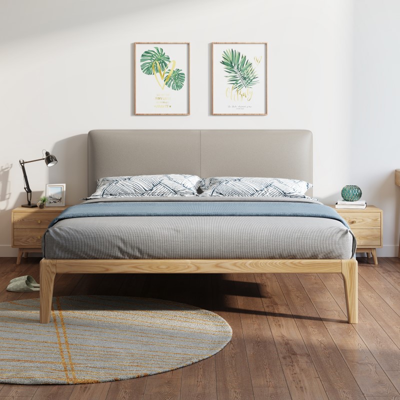 北欧全实木床主卧室小户型1.8米双人床1.5日式现代简约白蜡木婚床|ms