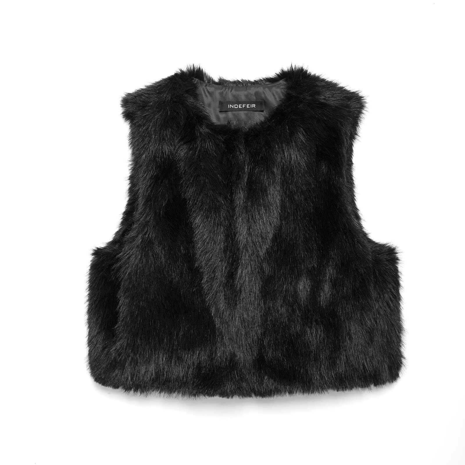 Damenbekleidung 2024 Herbst und Winter neue Mode Pelzeffekt kurze Weste_voghion.com