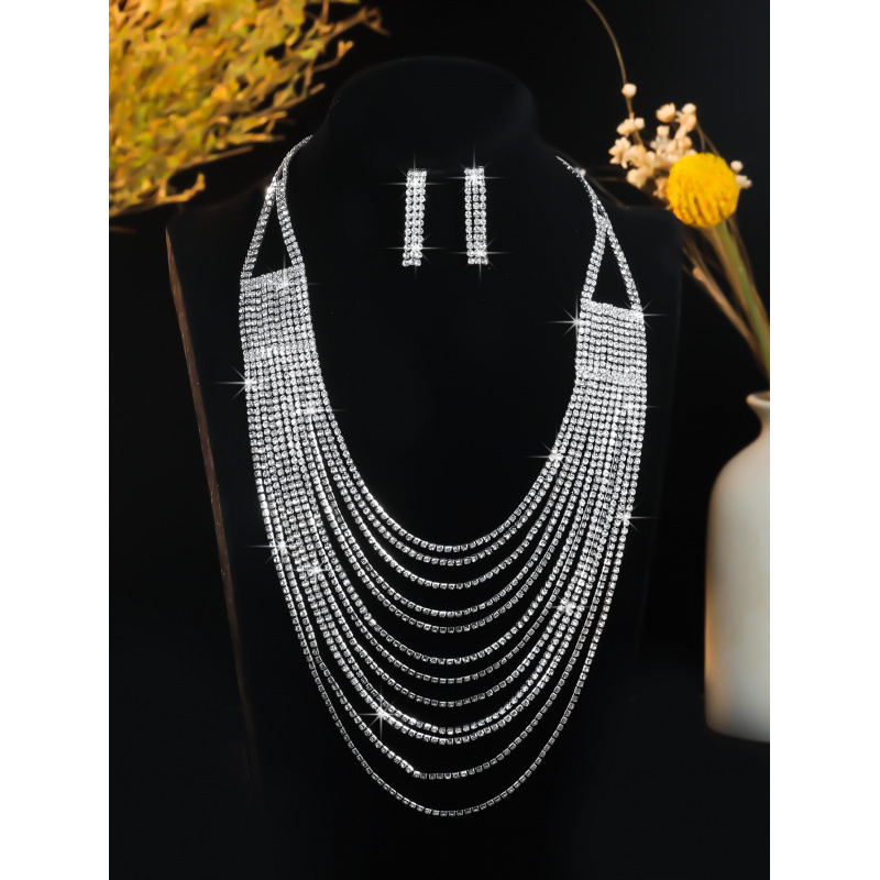 Halsketten-Set, Ohrring-Schmuck-Set, Bankett-Kleid-Set, Halskette, modisch, alles passend zum Brautschmuck_voghion.com