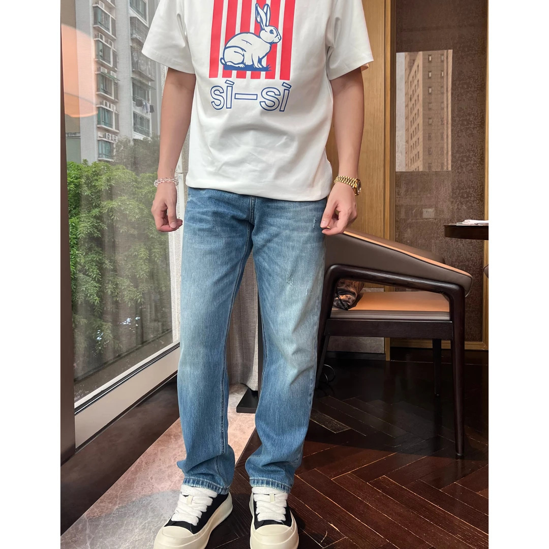 [Same Style in the Live Broadcast Room] Spring and Summer Men's New Denim Casual Pants, Versatile Straight High-Quality Trendyy Jeans