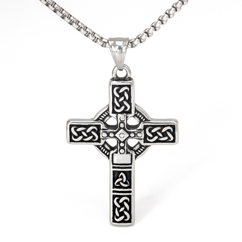 Stainless Steel Hip Hip Hip Punk Street Trend Fashion Personality Cross Pendant Titanium Steel Necklace for Men and Women