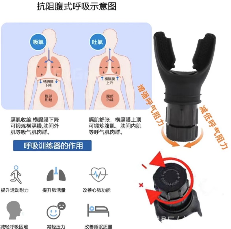 国境を越えた肺活量トレーナー、ポータブルマウスピース型 COPD 機能向上呼吸トレーナー、スポーツトレーナー|undefined