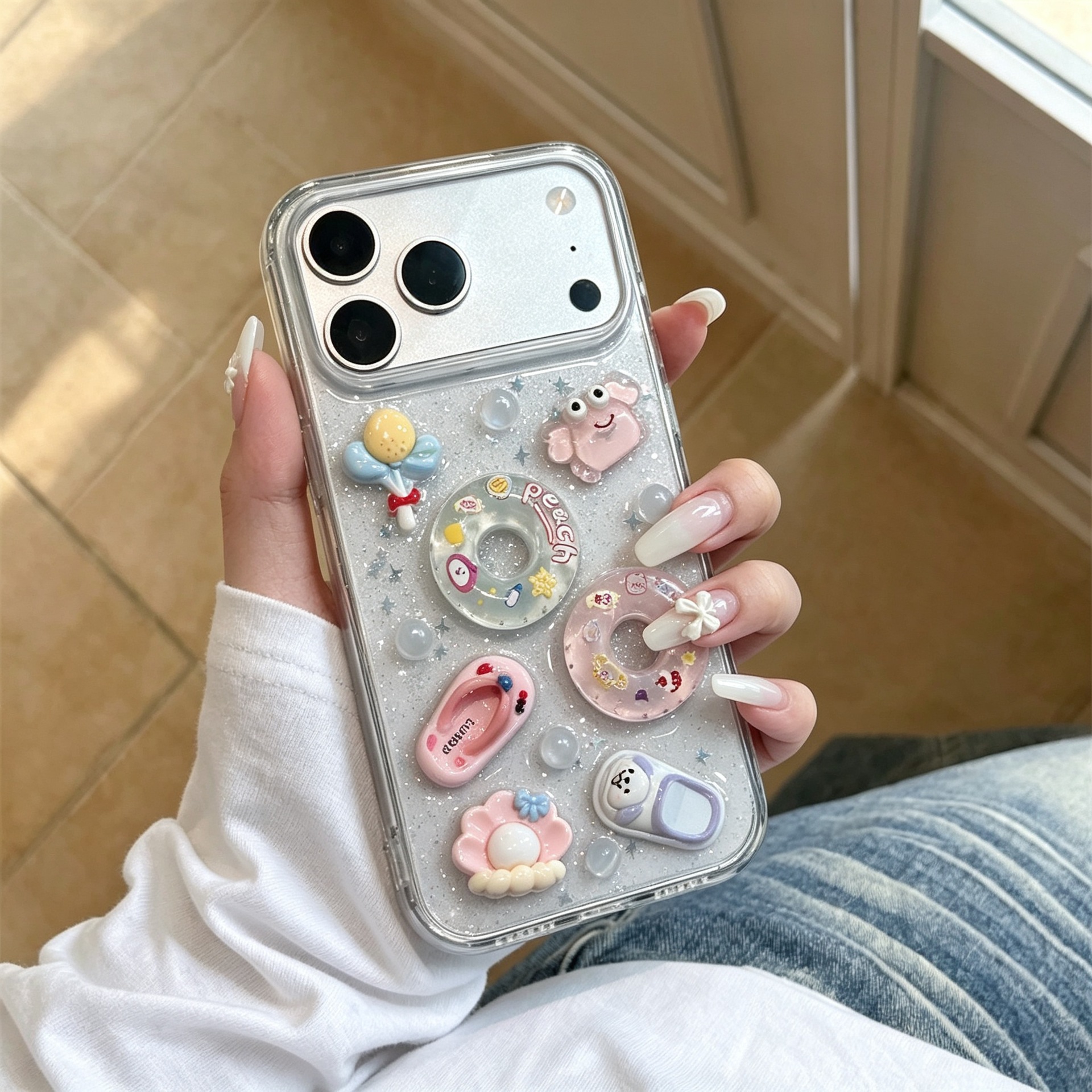 适用苹果18promax手机壳iphone17滴胶夏日游泳圈16pro新款15全包X - 8