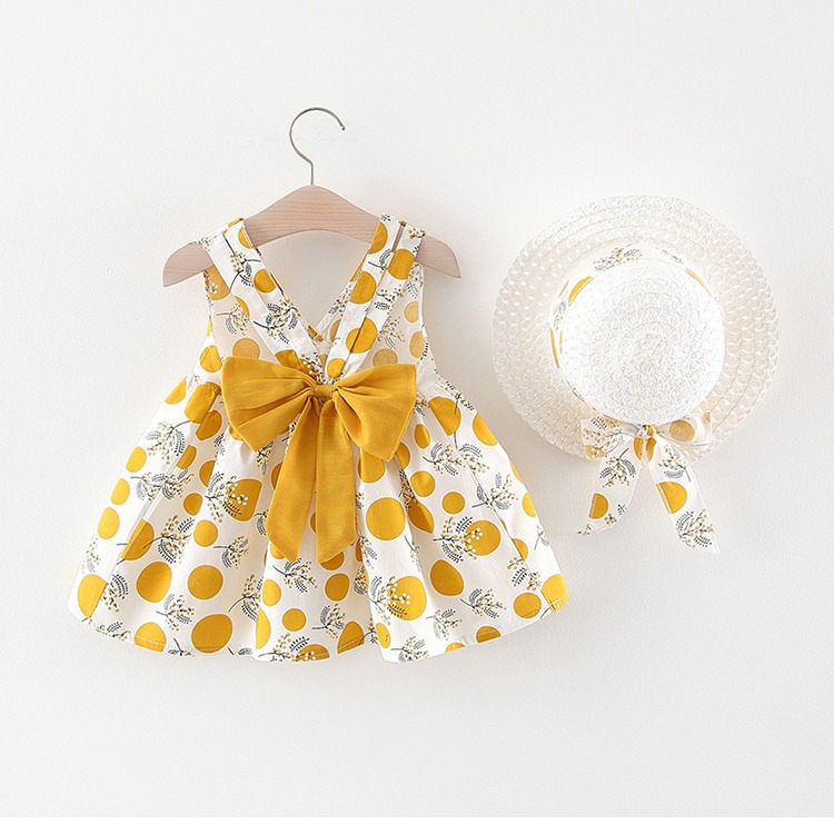 Foreign Trade Wholesale 2025 Summer New Style Internet Celebrity Princess Dress Children's Polka Dot Bow Summer Dress Live Supply