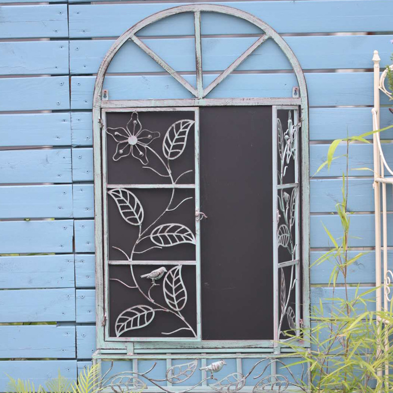 ZM6H批发户外铁艺复古墙面挂件花园客厅背景假窗户壁挂装饰品花槽