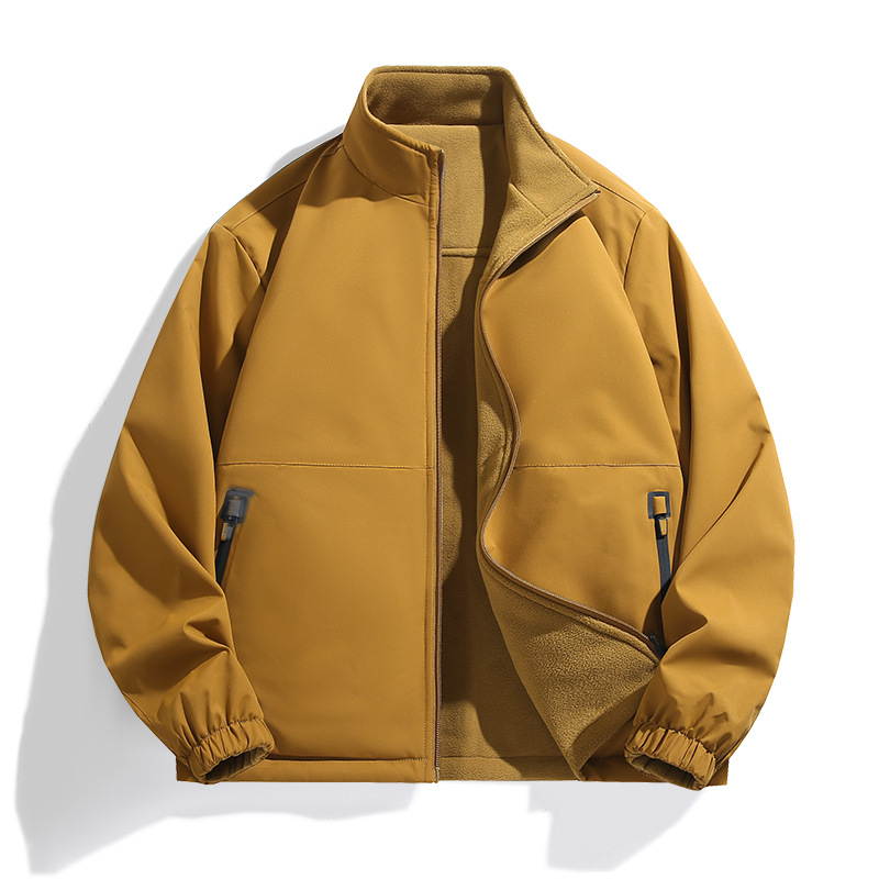 [M-8Xl] Reversible Jacket Men's Autumn and Winter Polar Fleece Jacket Outdoor Mountaineering Hiking Sports Casual Stand