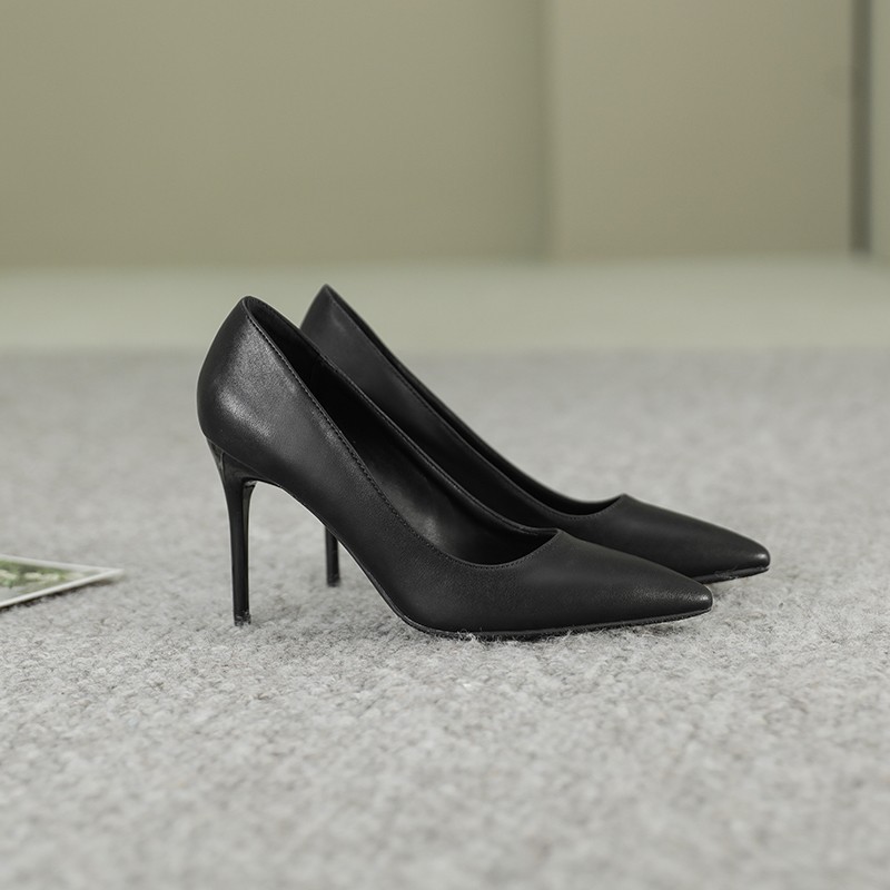 High Heels Black Stiletto Professional Comfortable Pointed Toe Elegant Commuting Flight Attendant Interview Work Women_vogvips.com