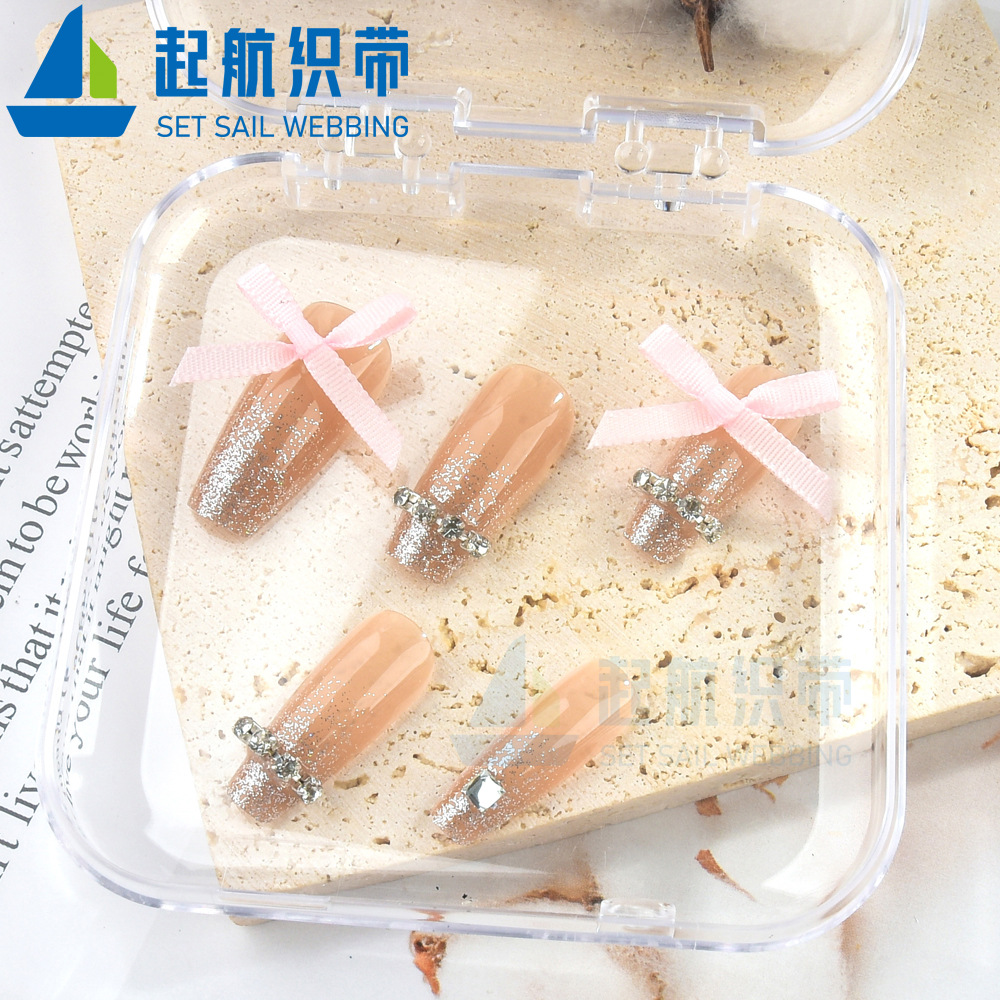網紅平紋美甲布藝蝴蝶結飾品 法式少女絲帶領結指甲DIY裝飾品批發