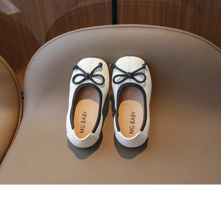 New Bow Small Leather with Shallow Mouth Soft Sole Girl's Princess Dance Spring and Autumn Children's Single Shoes_voghion.com