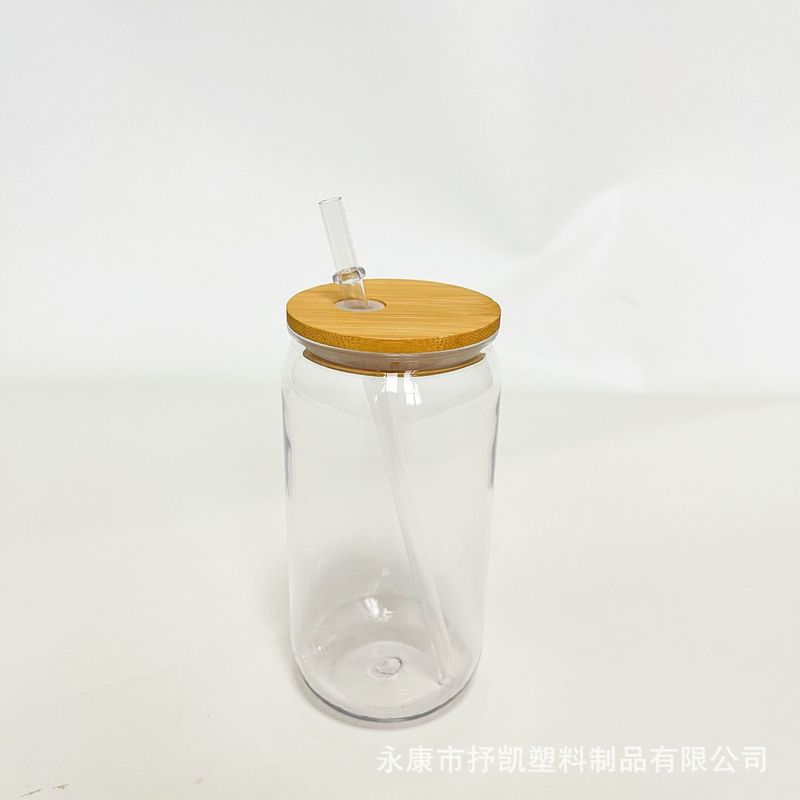 国境を越えて人気のカラーカバーPC素材透明プラスチックカップ16オンスメイソンジャー高見えエコストローカップロゴ入り可能|undefined
