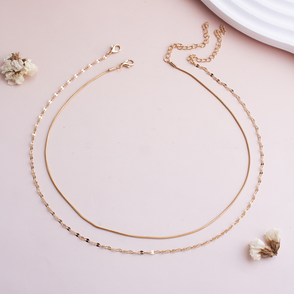 Double Layer Snake And O-chain Necklace For Women Elegant Style_voghion.com