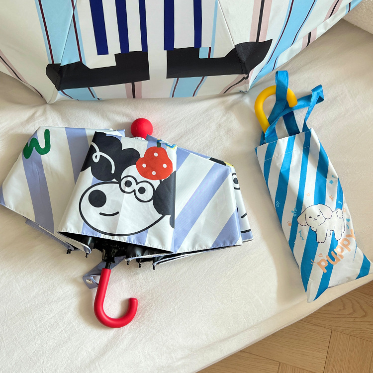 High color value cartoon pattern black rubber sunscreen sun umbrella ultraviolet folding umbrella women's sunny and rainy sunshade umbrella manufacturers High color value cartoon pattern black rubber sunscreen sun umbrella ultraviolet folding umbrella women's sunny and rainy sunshade umbrella manufacturers