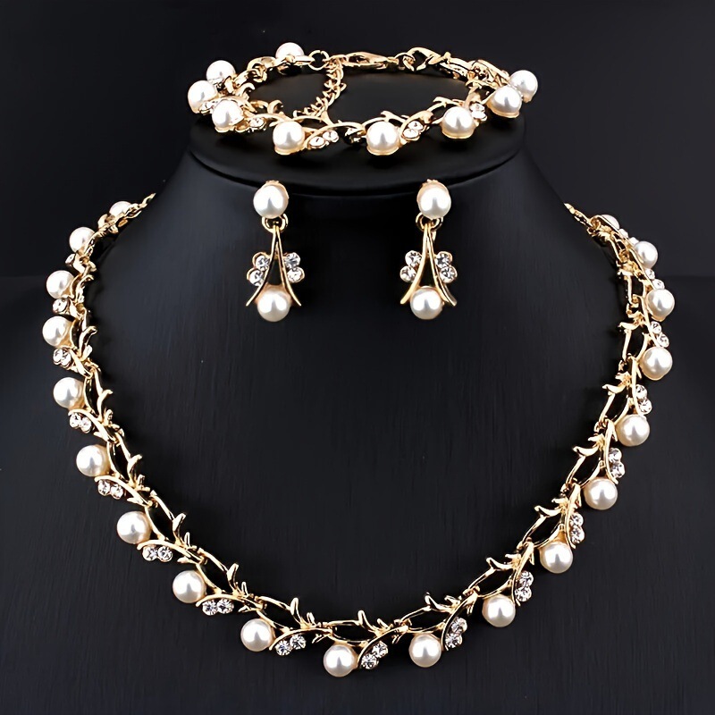 Cross-border temu Hot Pearl Necklace Earrings suit Bridal Dress All-match Accessories Fashion All-match 3-piece Set Cross-border temu Hot Pearl Necklace Earrings suit Bridal Dress All-match Accessories Fashion All-match 3-piece Set