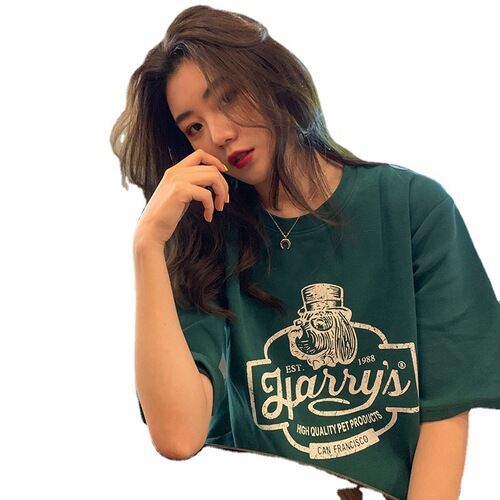 6535 cotton Korean style summer loose short-sleeved T-shirt female students large size tops women's bottoming shirts women's clothing wholesale