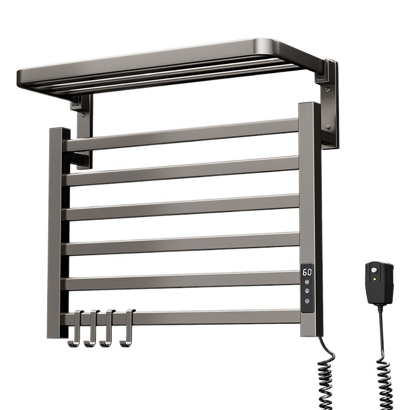 Intelligent Electric Heated Towel Rack Bathroom Toilet Electric Punch-Free Heating and Drying Home Storage Space Aluminum Rack