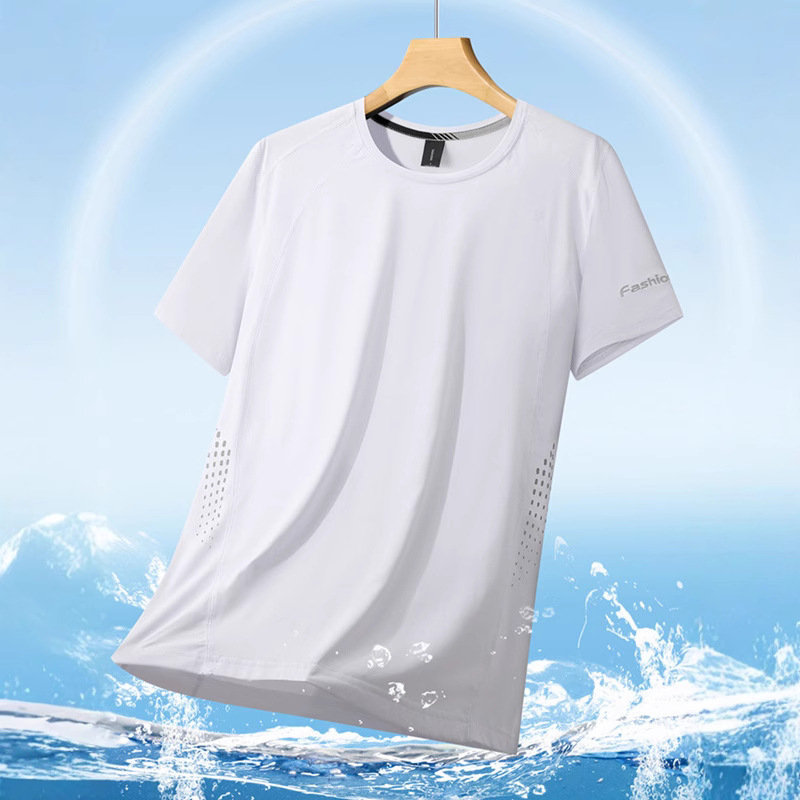 Thin sports quick dry summer silk elastic breathable short sleeve…