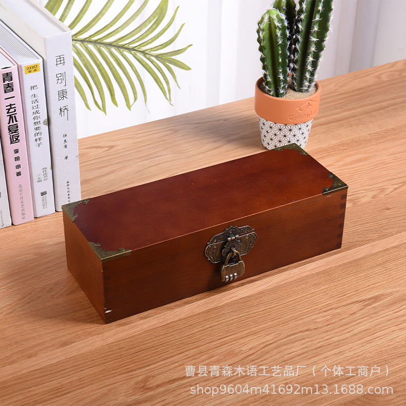 Retro wooden table storage box