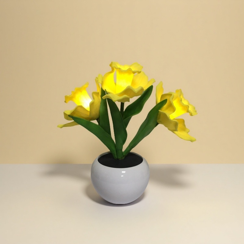 usb daffodil nightlight simulation daffodil potted decorative desk lamp touch switch led bedroom romantic atmosphere lamp