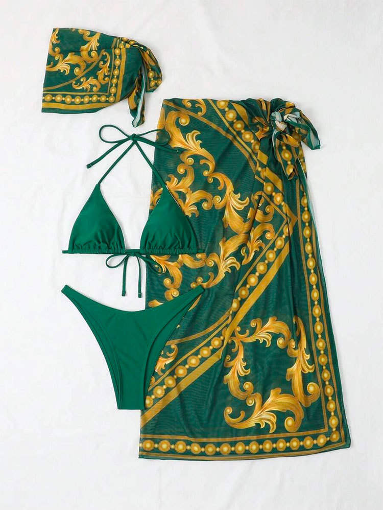 Printing Pattern Women'S Gender Women's Sexy Printing Printing 3 Piece Set Bikinis