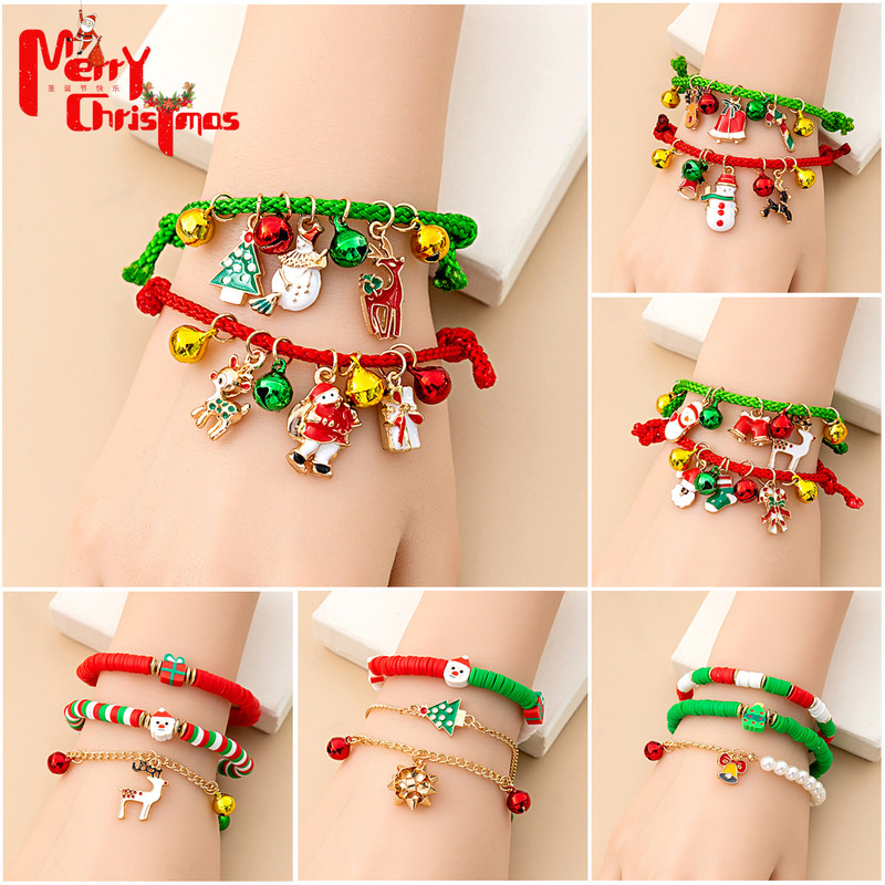 Cross-border Amazon Christmas women's Christmas bracelet bow Snowflake Charm Bracelet Bell bracelet