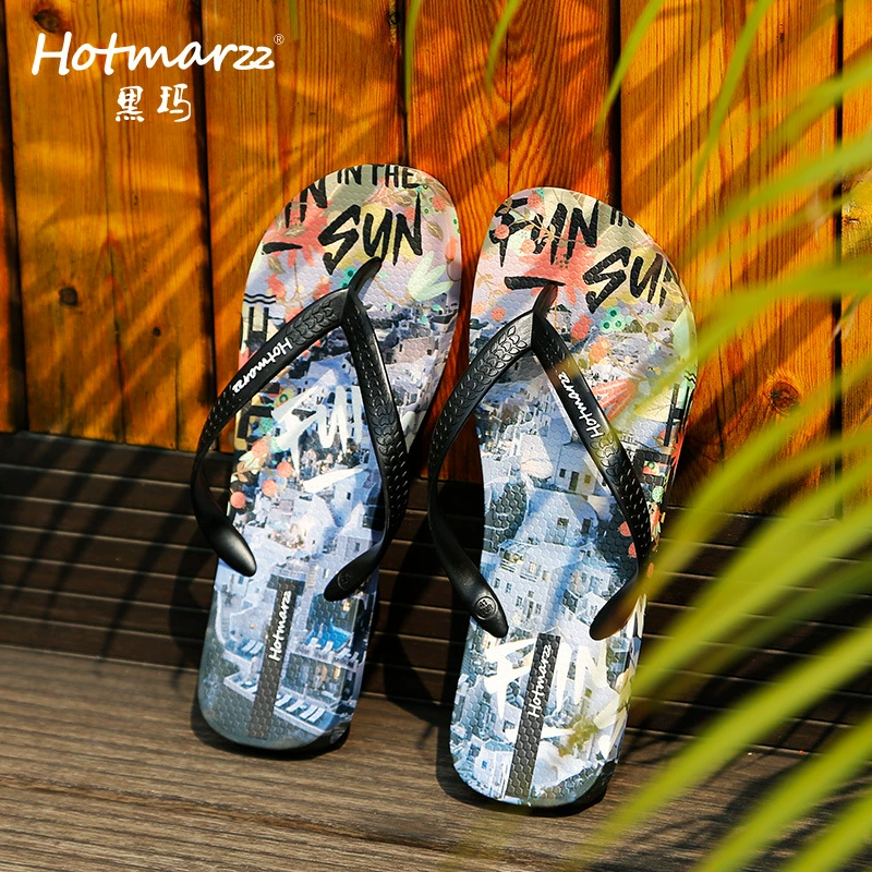 Hotmarzz черная марка мужская новая нескользящая шлепанцы ноги пляжная обувь повседневные приливные тапочки