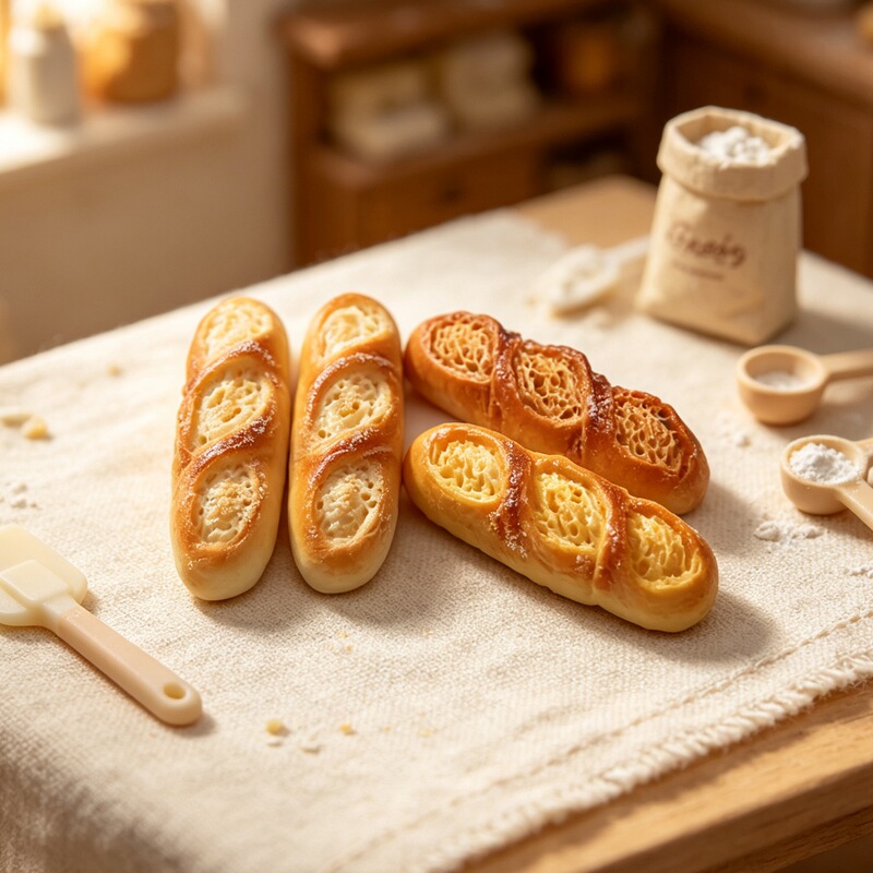 Mini baguette simulation breakfast bread bakery scene miniature food toy DIY accessory keychain pendant