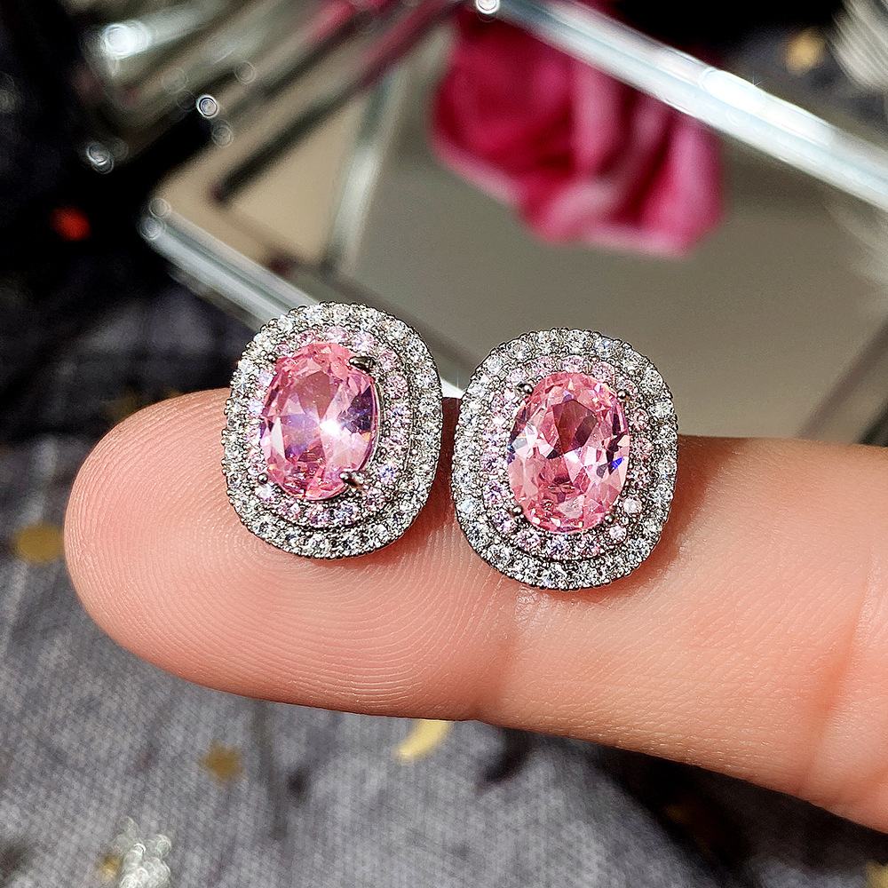 1 Pair Simple Style Shiny Square Inlay Copper Zircon Ear Studs display picture 6