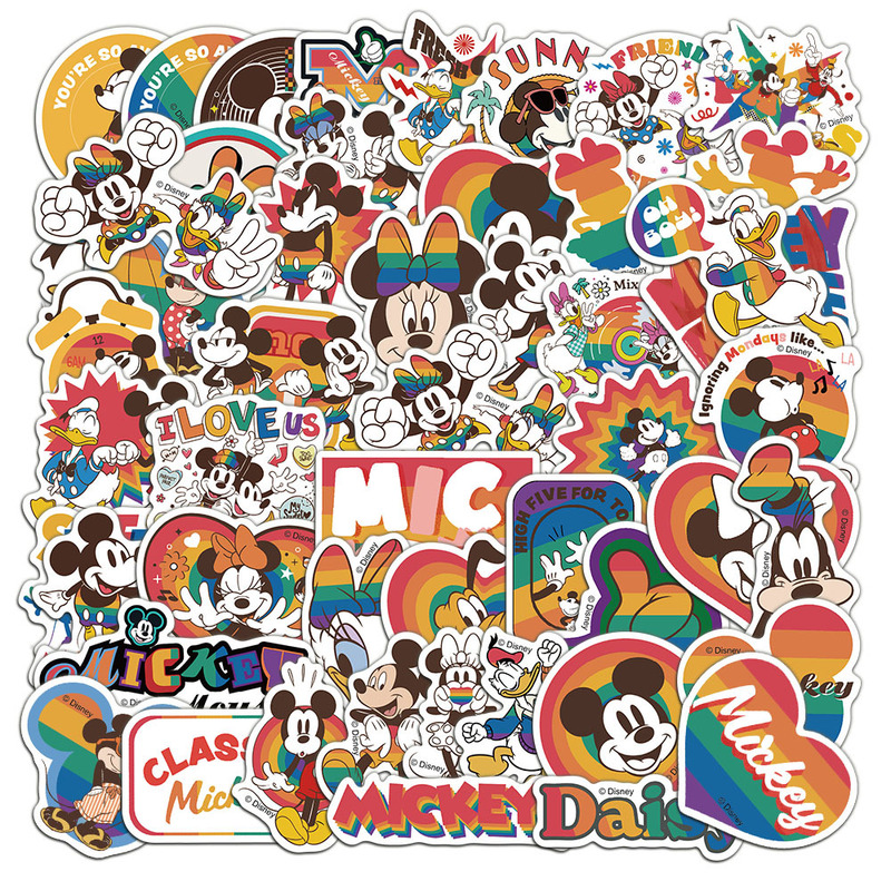 50 Colorful Mickey Stickers Backcard Decorative Luggage iPad Water Cup Mobile Phone Computer Skateboard DIY Stickers