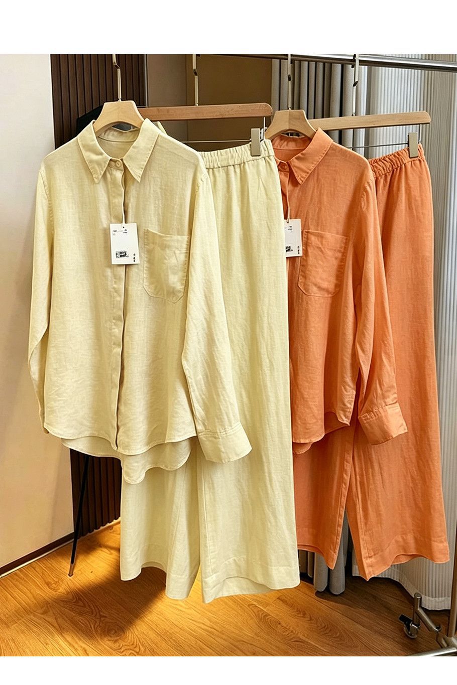 Women's Cotton Linen Shirt Set Korean Style Lightweight Loose Sun Protective Top And Wide Leg Pants Two Piece Fashionable Youthful Clothing_ecoleips.com