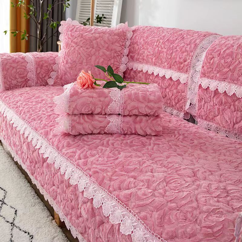Winter Thickened Rose Velvet Sofa Cushion Set, Plush Combination, Warm and Non-Slip, Simple Modern Sofa Cushion Cover Winter Thickened Rose Velvet Sofa Cushion Set, Plush Combination, Warm and Non-Slip, Simple Modern Sofa Cushion Cover
