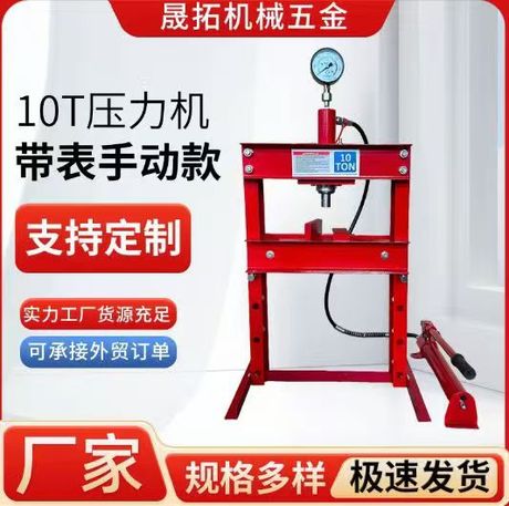 Pres Masin Manufacturer Supplies 10t Press with Gauge, Manual Type, Small Bearin